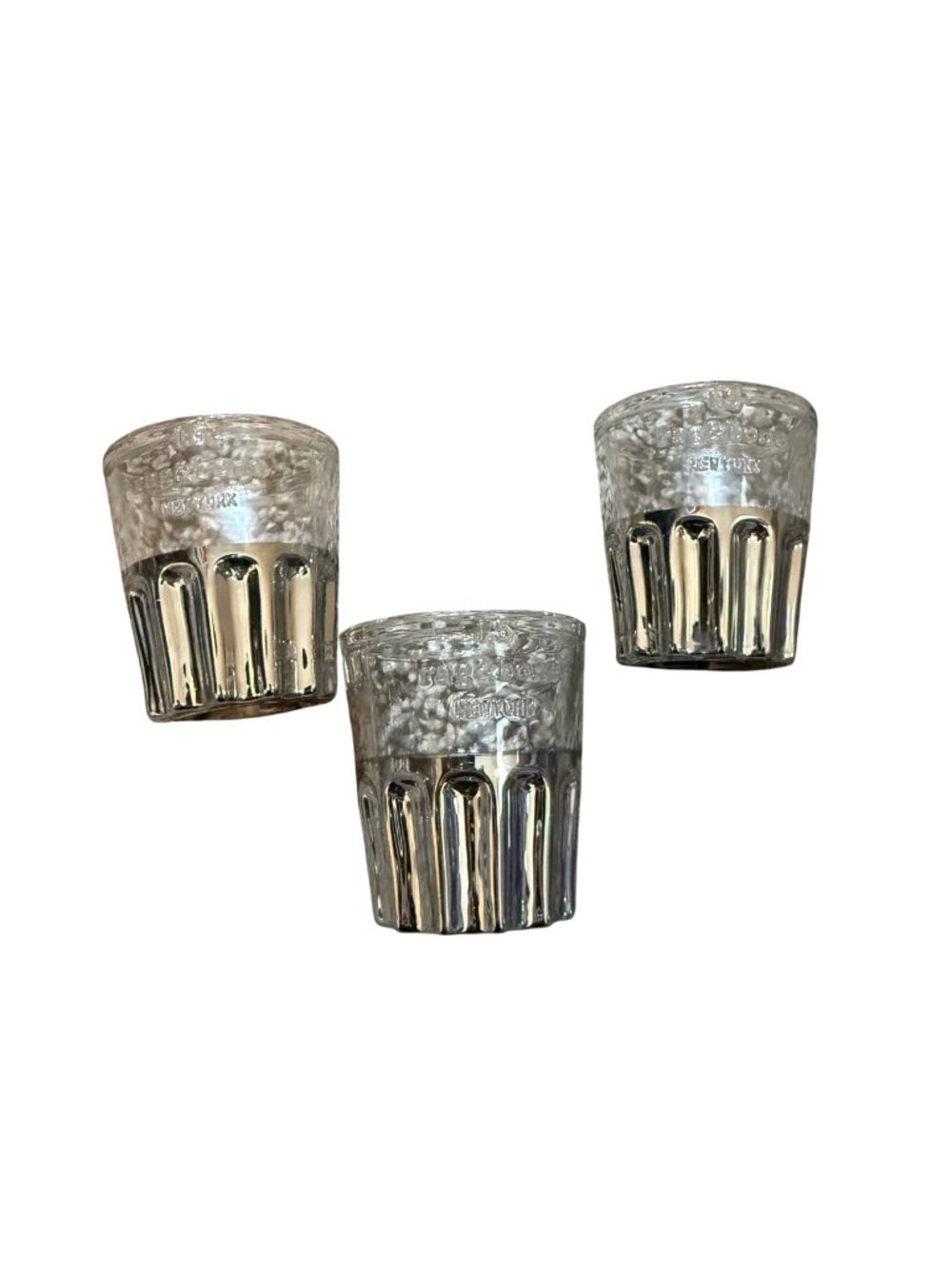 Rag & Bone Glass Metal Ridges Shot Glasses Set of 3 Modern